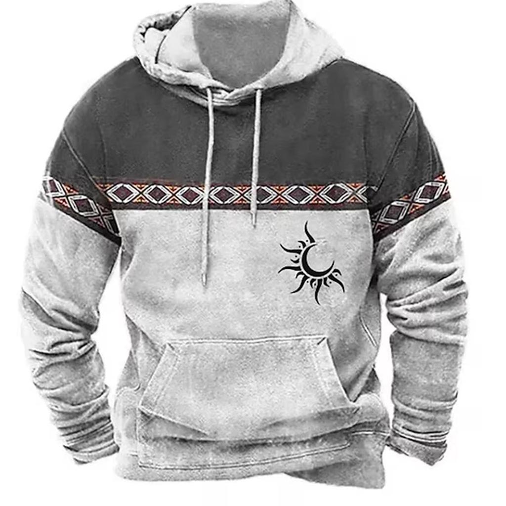 Men's Large Size 3D Printed Hooded Sweatshirt Hip Hop Trend Sweatshirt Loose Peplum Sports Tops