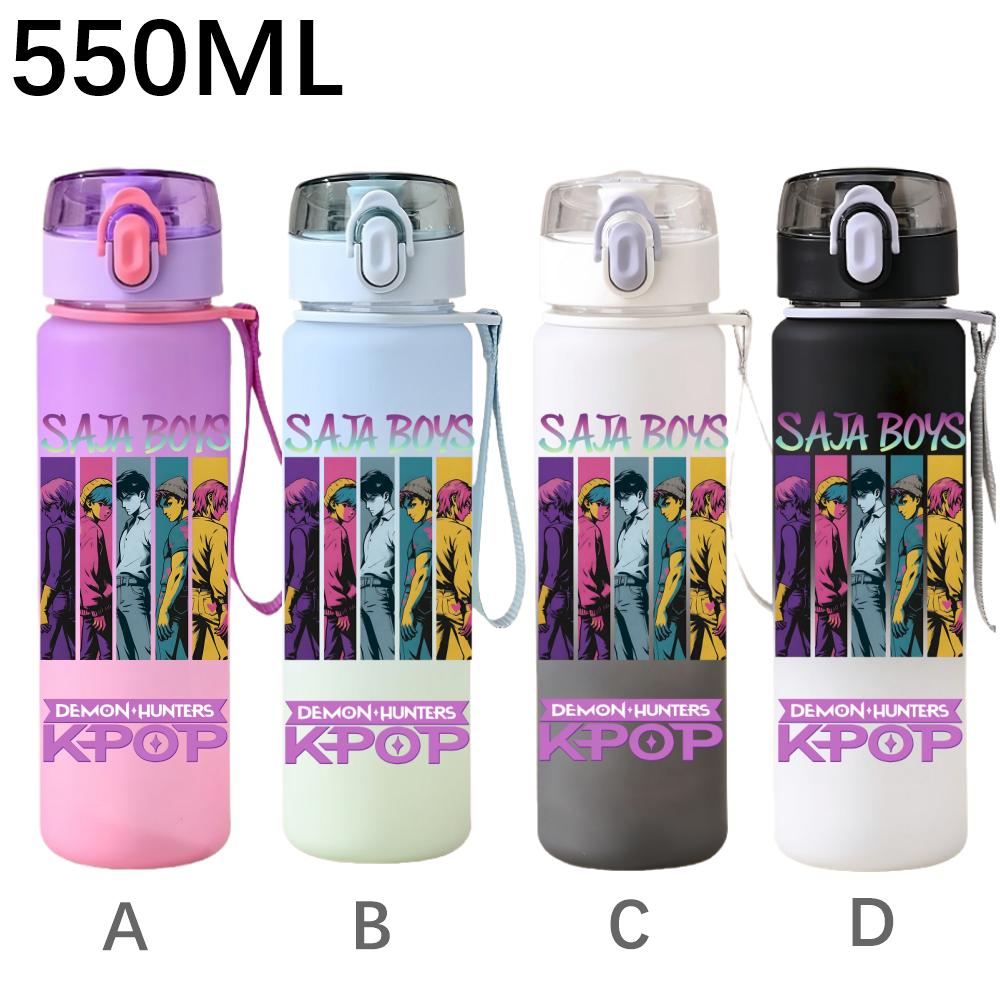 550ML KPop Demon Hunters Cartoon Print Sport Water Bottle Leak Proof Water Cup Outdoor Sports Drinking Bottle Birthday Gifts