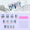 1 Set Almond False Nails Full Cover Stick on Nails 3D Flower Press On Nails French Artificial Nails Manicures Supplies