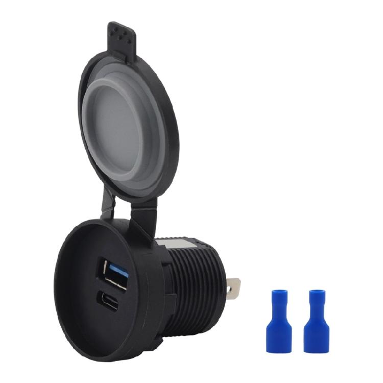 USB Power Outlet USB A & Type-C Fast Charging Adapter Waterproof Double Port Car SUV Phone Charging Socket 12-24V