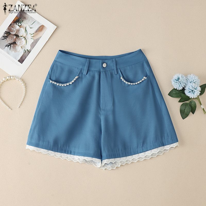 ZANZEA Women Summer Casual Solid Color Loose Short Pants