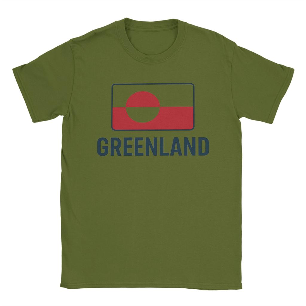 Greenland Flag T Shirt for Men Pure Cotton Funny TShirts Crew Neck Tee Shirt Short Sleeve Clothes Graphic