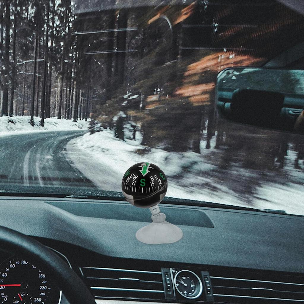Portable Suction Cup Compass for Vehicle and Use Plastic Dashboard Navigation Ball Car and Boat Direction Guide Featuring Strong Attachment and