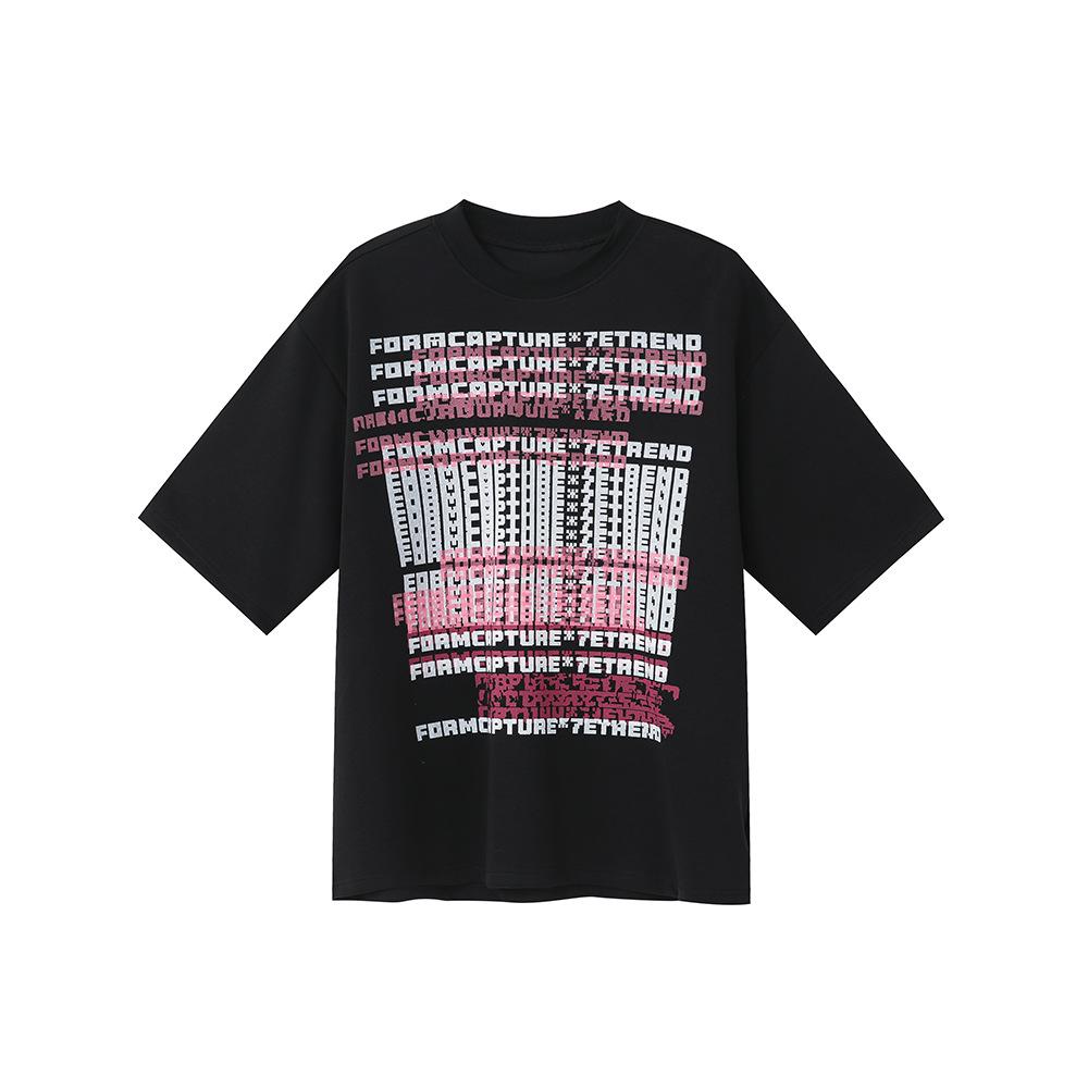 

Мужская одежда, новый продукт, американский модный шрифт, контрастный принт в стиле Mother Color, круглый вырез, короткие рукава XL чёрный