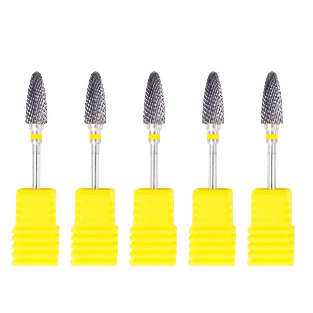 5Pcs Dental Carbide Burs Strawberry Lab Drill 2.35Mm Shank Tungsten Steel Cutters for Manicure
