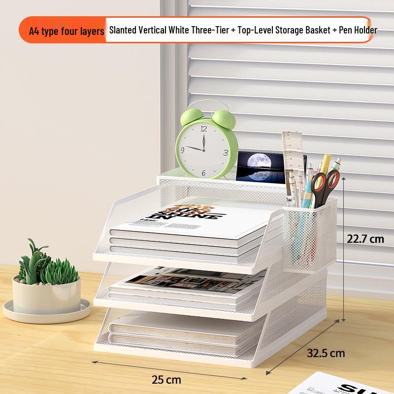 A3A4 Metall Desktop Aktenorganizer Rack - Büroarbeitsplatz Dokumentenhalter