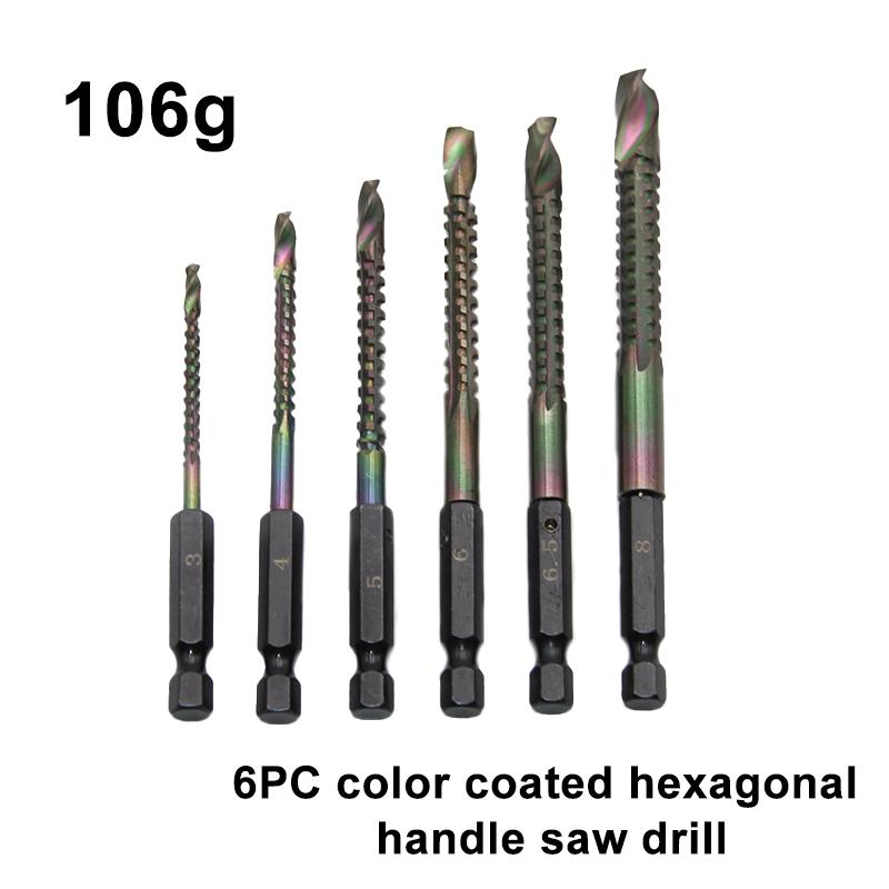Hexagonal serrated Twist drill woodwork straight handle hole expansion groove DIY irregular hole alloy cut power tool accessory