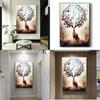 Modern Nordic Style Canvas Art With Deer And Tree Illustration For Living Room Decor