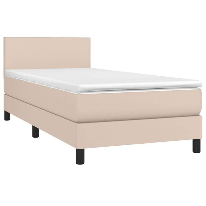 3140974 vidaXL Lit à sommier tapissier avec matelas Cappuccino 80x200 cm