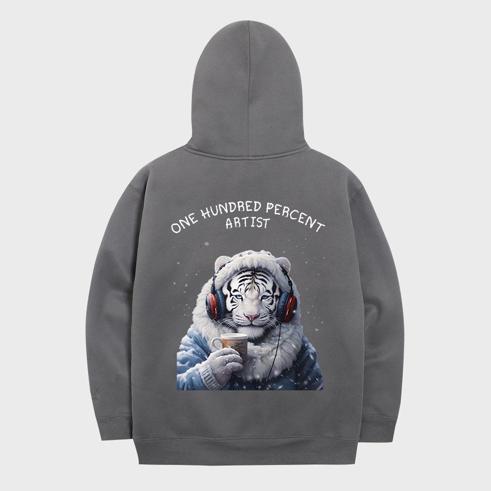 Ohp X Harmonia Snow-Catching White Tiger Fleece Hoodie
