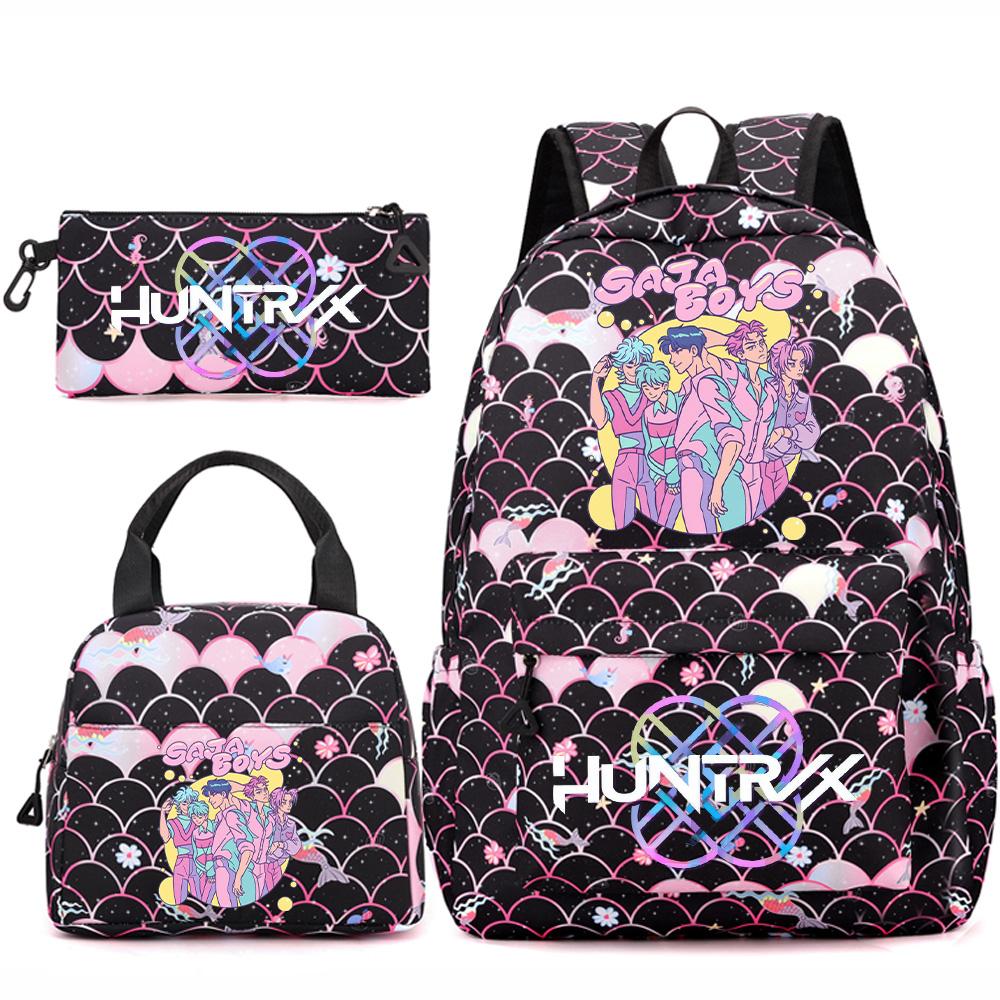 3Pcs/set Kpop Printed Backpack Handbag Pencil Case for Teenger Student Girl Boy Schoolbag Bookbag Large Capacity Travel Bag Kid Gift Mochila