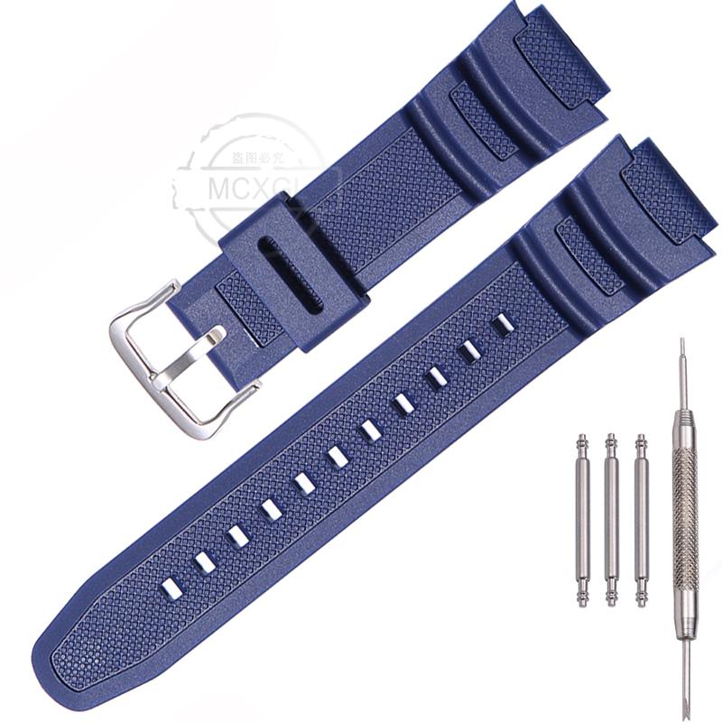 Uhrenarmband für Casio AQ-S810W AE1200WH SGW300 400 500 W-800H Herren Wasserdicht Natürliches Harz Ersatz Dornschließe Armband