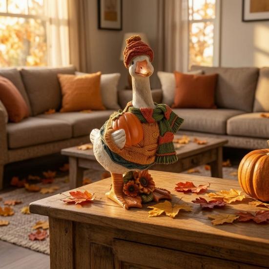 Autumn Pumpkin Duck Ornament Exquisite Resin Craft
