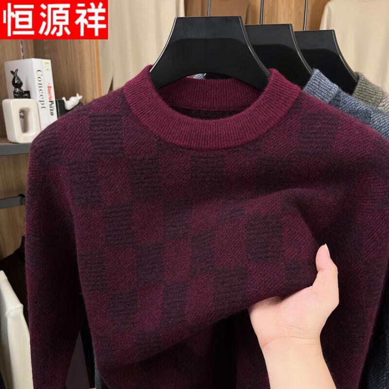 

Hengyuanxiang Men s Thickened Wool Cashmere Blend Sweater 3XL