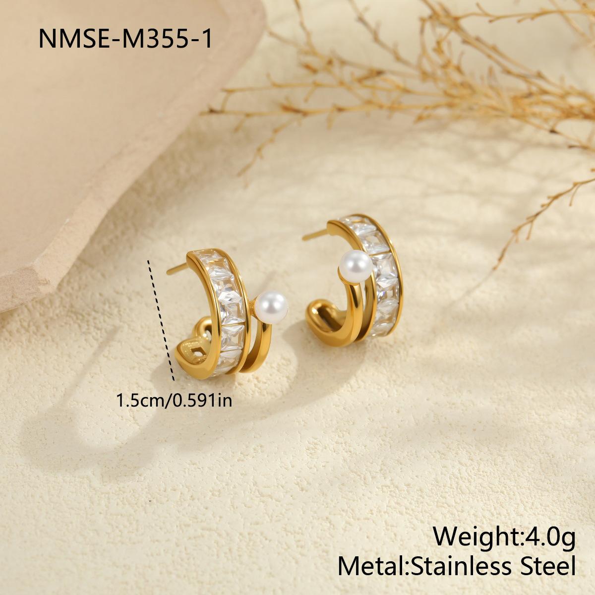 GEMCHIC Women s Stainless Steel Cubic Zirconia Square Stud Earrings Fashion Geometric Earrings for Daily Wear