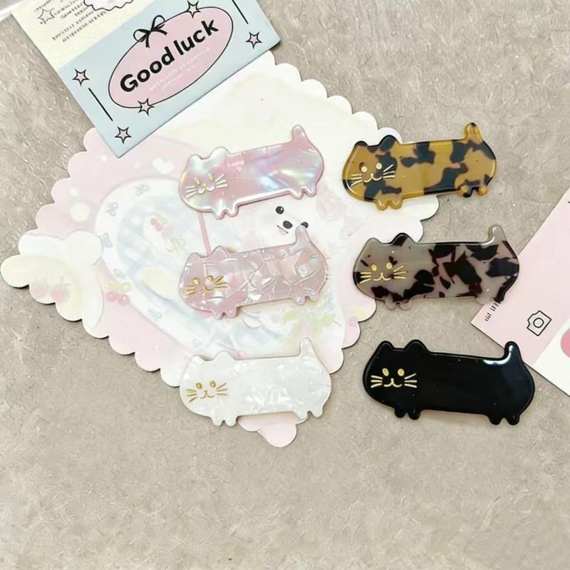 Japanese Acetate Cute Cat Hair Clip Fairy Sweet Lovely Teen Side Duckbill Pin Delicate Elegant Girly Daily Stylish Adorable