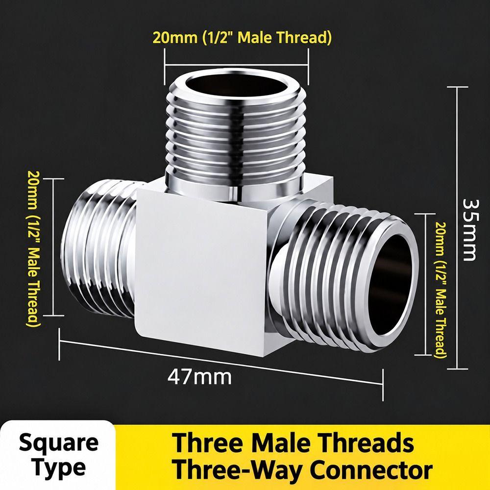 Male Female Thread Three Way Valve Swivel Nut Plumbing Connector Water Supply Plumbing