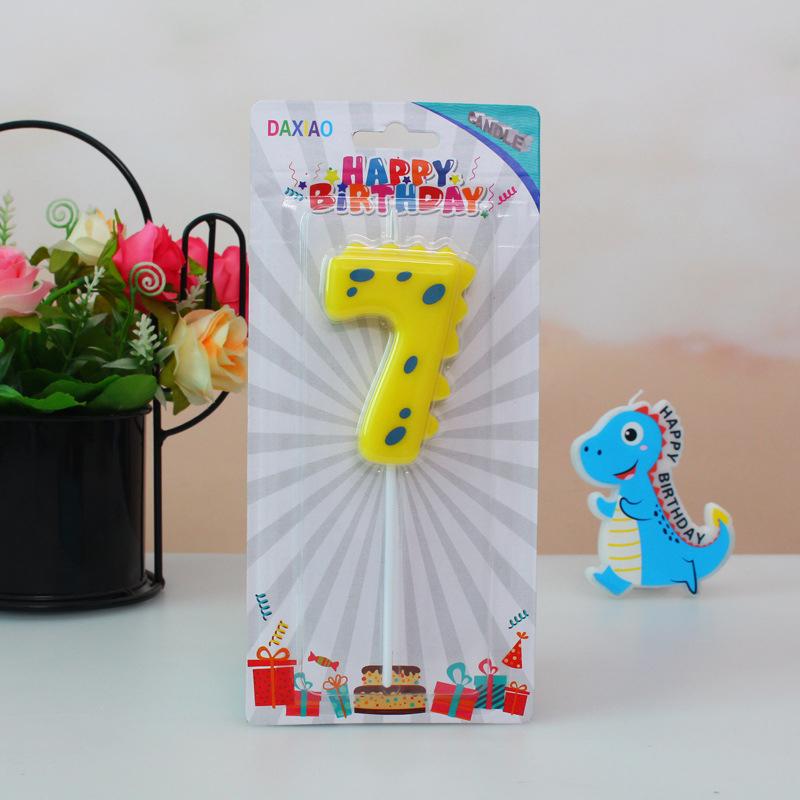 1PC Dinosaur Digital Candles Cake Decorations 0-9 Year Old Happy Birthday Cake Candle Colorful Digital Candle Party Supplies
