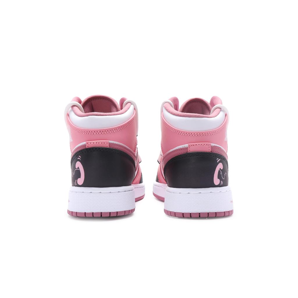 Jordan Air Jordan 1 811 Manufacturing, Love Confession High top Vintage Basketball Shoes Women's Pink Black White DQ8423-616(Team80-)
