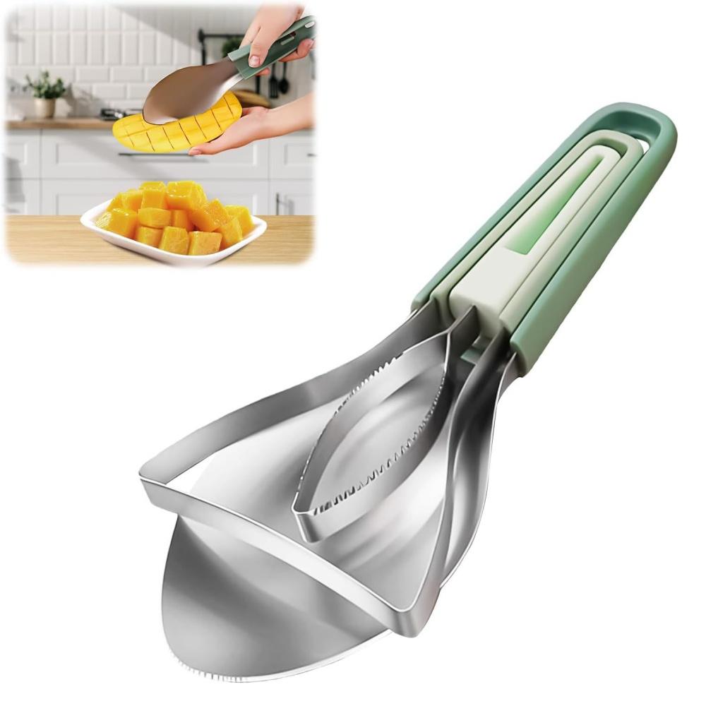 3-in-1 Mango Slicer Peeler and Pit Remover Tool Micro-Serrated Stainless Steel