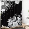 Black Floral Shower Curtain White Grey Blossom Rose Unique Modern Waterproof Fabric Home Bathtub Decorative Shower Curtain