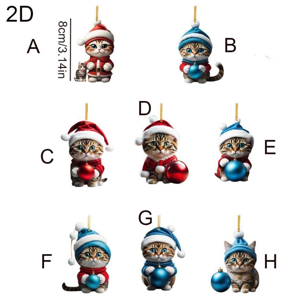 2D Christmas Tree Hanging Pendant Decorative Cat Hanging Decoration  New Year