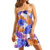 Women's Casual Fashion Strapless Hawaiian Print Sleeveless Dress