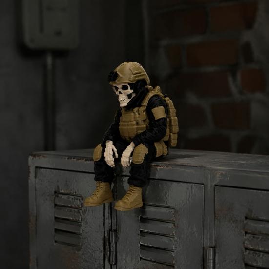 Shelf Sitter Decoration 3D Printed Firefighter Skeleton Sitter, Gothic Fireman Soldier Robed Warrior Spirit Ornament Figurine, Collectible for