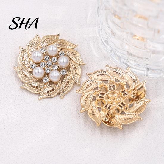 Shirts Jewelry Retro Rhinstone Flower Brooch for Women, Golden Plated Alloy Floral Women Outfit Accessories Lapel Pin, Clothing Wedding Party