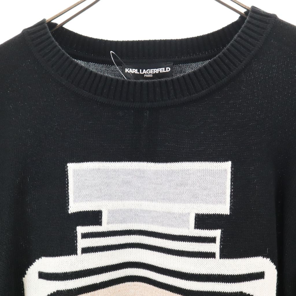 Unused KARL LAGERFELD Long Sleeve Sweater M Black Knit Women Used