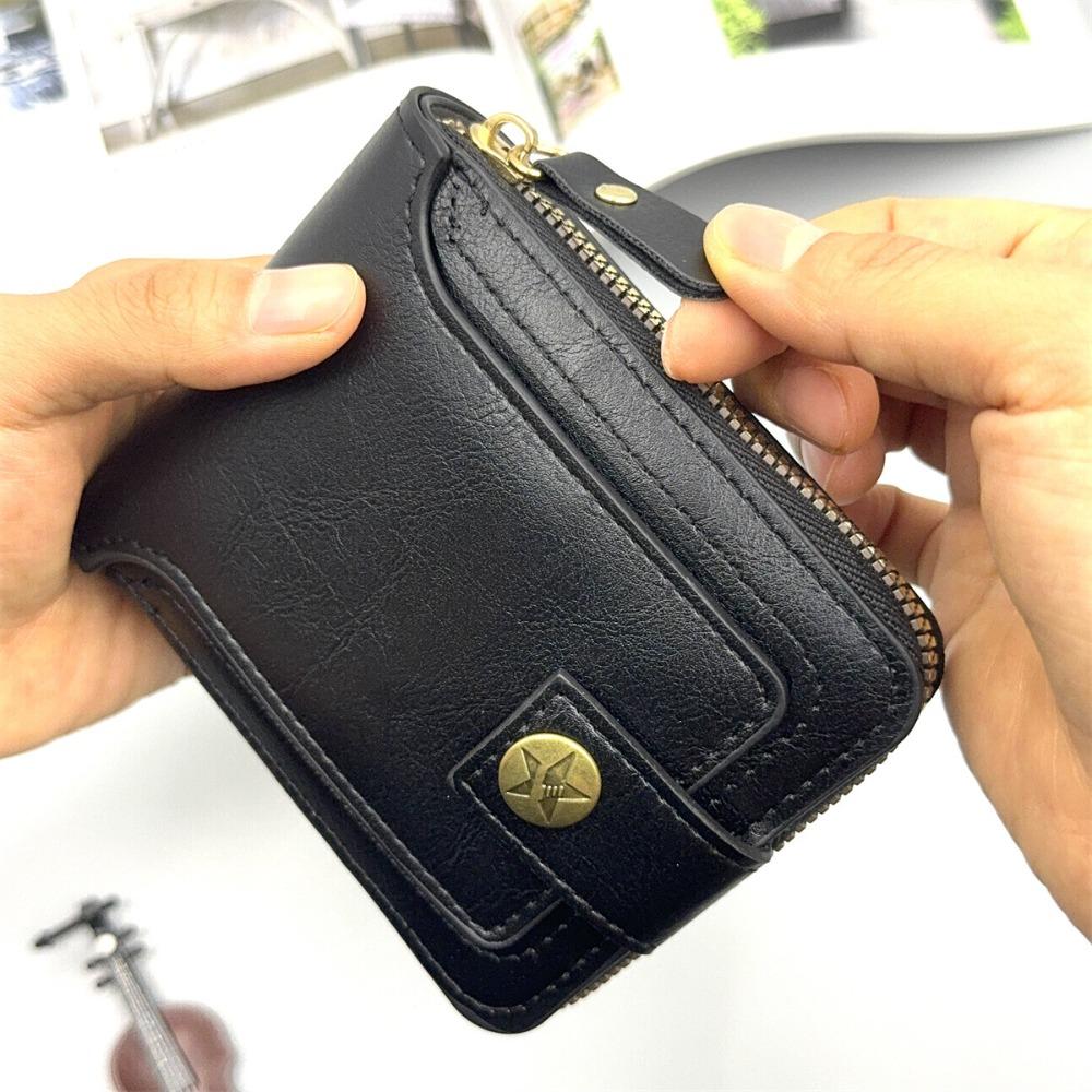 Vintage Men's Wallet Hasp Zipper Clutch Storage Bag Portable Card Bag  Outgoing
