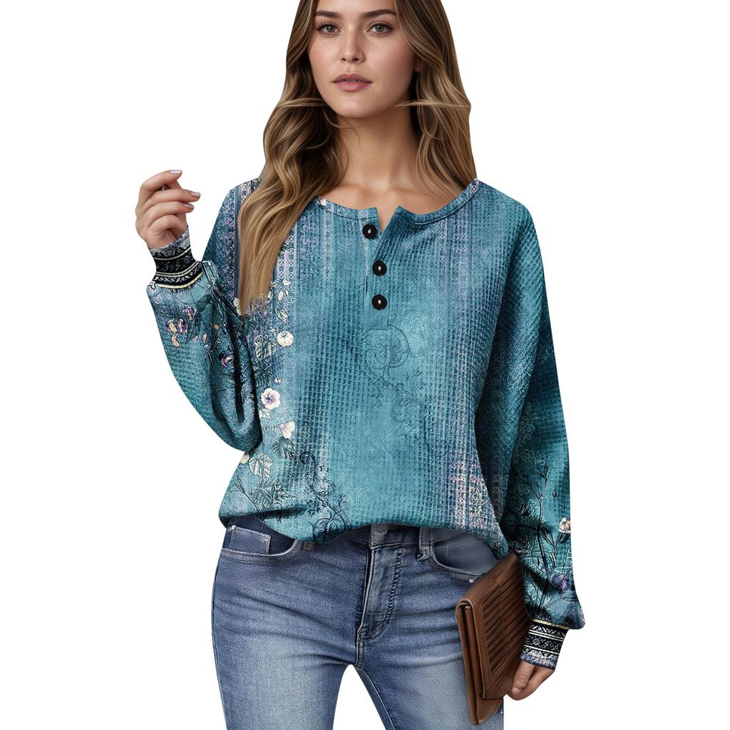 Women's Casual Shirts Long Sleeve Tops Button Up V Neck Loose Knit Fall Favorites For Women