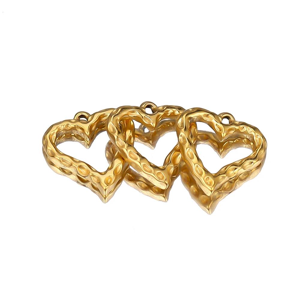5pcs Gold Color Stainless Steel 20mm Heart Pendants Charms for DIY Jewelry Necklace Making Women Accessories Findings Wholesale