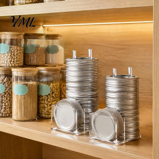 Durable Lid Rack Mason Jar Holder, Storage for Holds 12 Lids & Rings, Regular Organizer Compatible with Wide Mouth Jar, Vertical Canning Kitchen