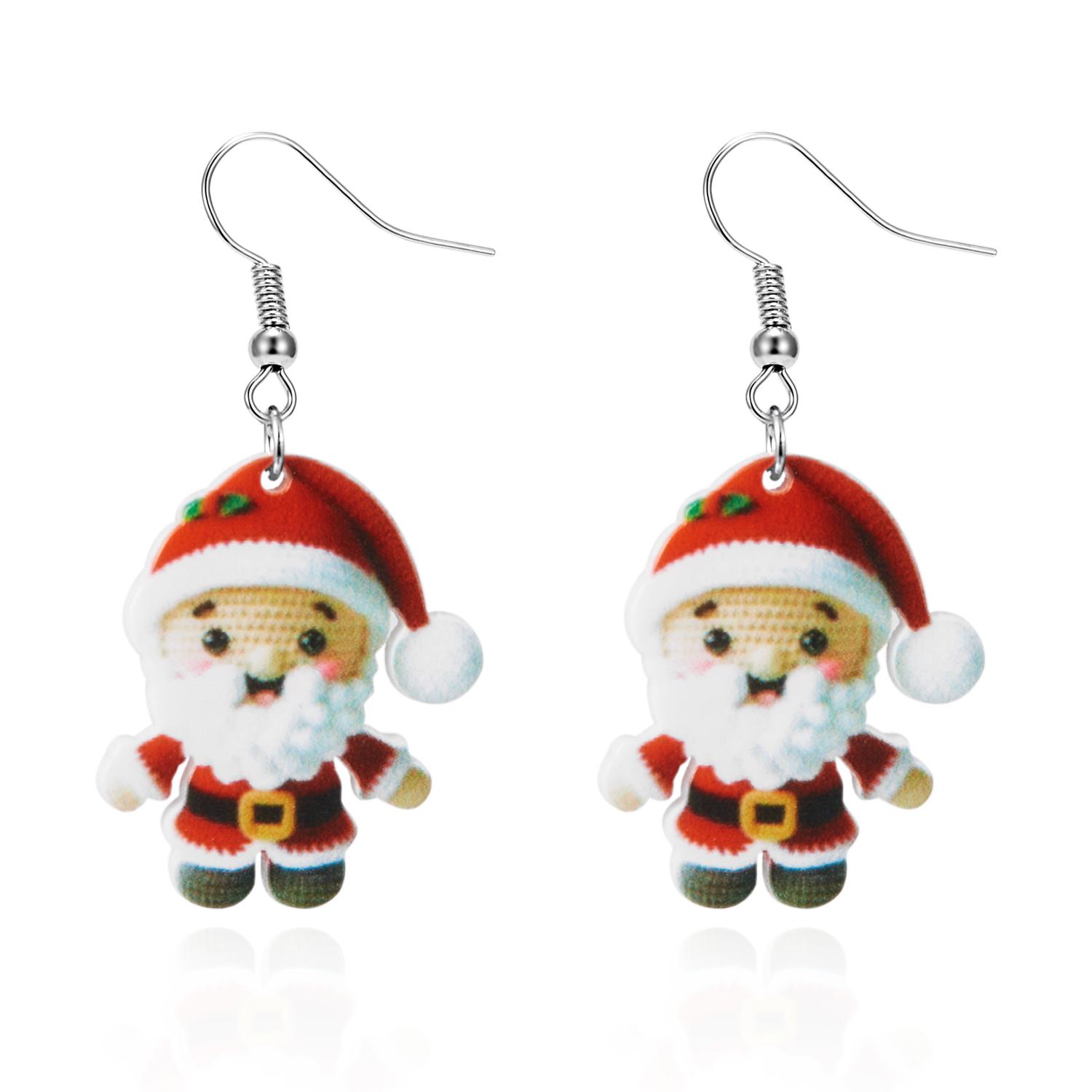 

Fashion Christmas Acrylic Dangle Earrings for Women Cartoon Cat Santa Claus Snowman Elk Earrings Holiday Party Jewelry Xmas Gift