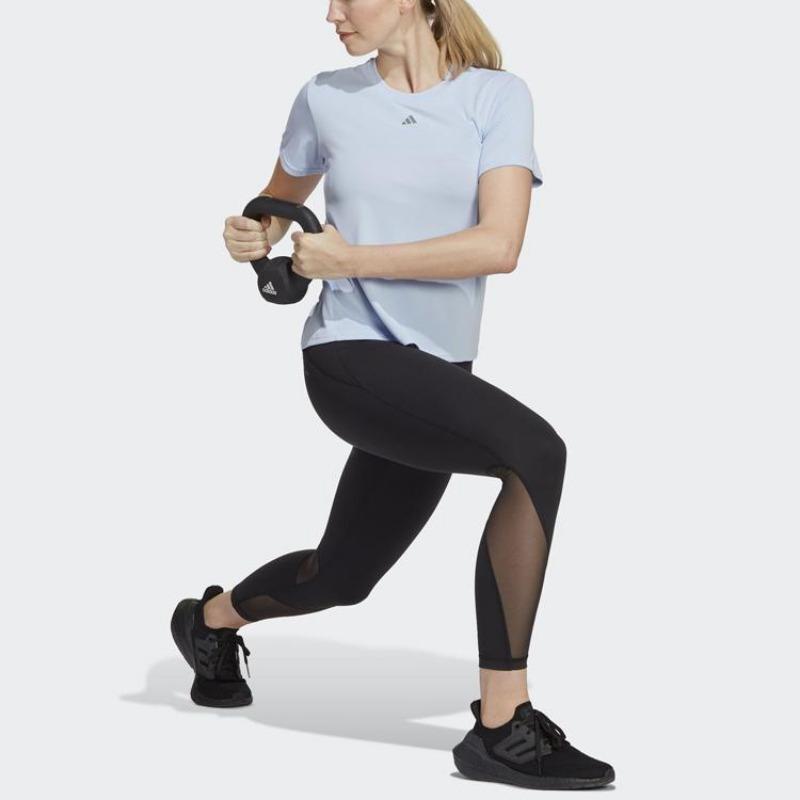 adidas Heat.Rdy Schweiß-Kaschierend Einfarbig Logo Rundhals Kurzarm T-Shirt Damen Oberteile Hellblau II3245