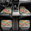 5pcs Car Floor Mats And Trunk Mat With A Dreamy Wavy Pattern Of Intertwined Tropical Flowers And Palm Leaves, Made Of Material,