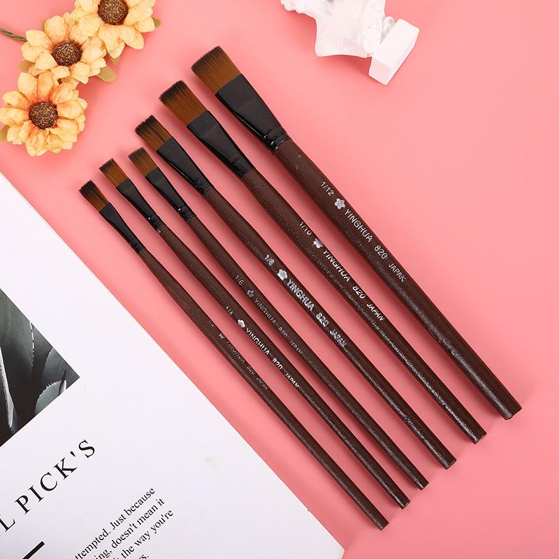 6pcs Multi Specification Nylon Brush Set, Oil Painting Watercolor Art Student Specific Painting Brush