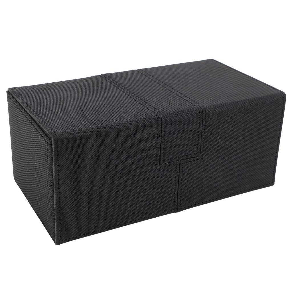 Card Deck Box with 3 Drawers Large Capacity Magnetic Closure PU Leather Game Card Storage Box for Holding Over 200