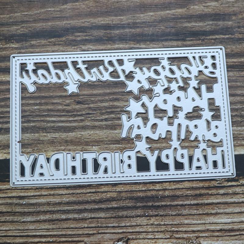 

Прямоугольная рамка С Днем Рождения Металлические Кристаллы Трафарет для DIY Скрапбукинг Бумажные Карты Изготовление