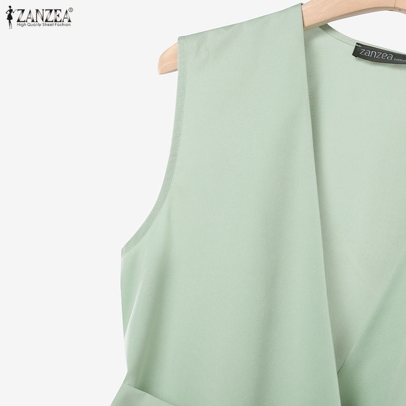 ZANZEA Women Sleeveless Vest Tops and Pants Casual Two Piece Suit Sets