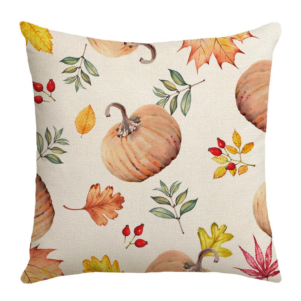 New Thanksgiving Harvest Pillow Autumn Pumpkin Orange Print Farm Decoration Sofa Pillow Cover