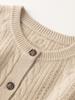 Women's Thickened Hollow-Out Cashmere Cardigan, Round Neck, Button-Up, Long Sleeve Wool Outerwear with Drop Shoulders.