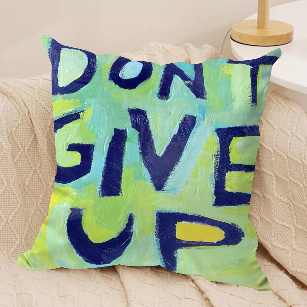 Creative Watercolor Words Cushion Cover Short plush Doublesided Print Square Throw Pillow Covers Sofa Home Cushion Decor