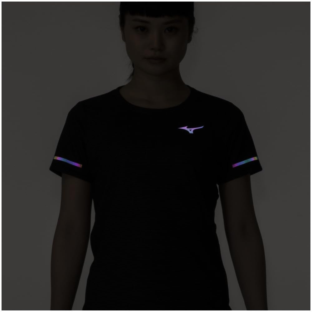 Mizuno Dry Aeroflow Breathable Running Size S Women's T-Shirt, Black, (J2MAA788)
