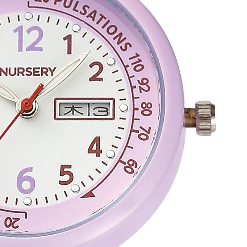 Nursery With date and day of the week display short chain watch (NEW) upside down dial nurse watch nursing Pulse measurement scale Luminous pale pink
