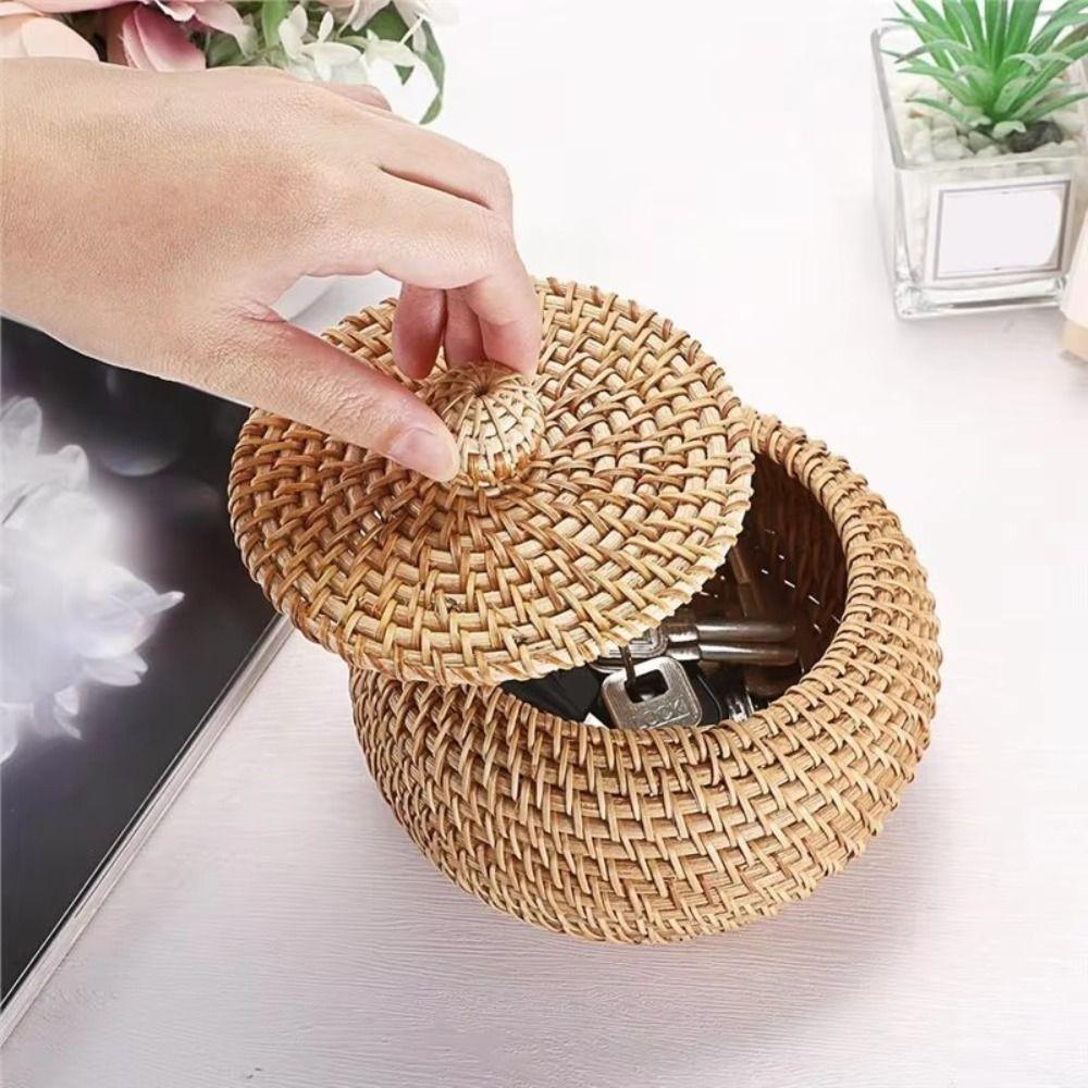 Wicker Rattan Storage Basket Rattan Decorative Storage Box Decorative Organizer Key Storage