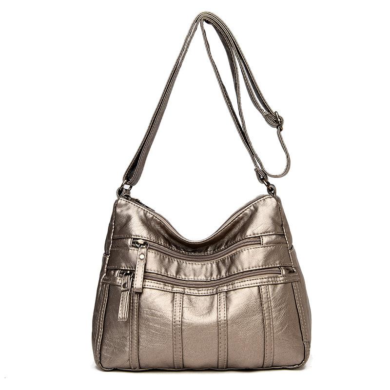 One-shoulder Mother Bag New Style Wash Leather Soft Leather Middle-aged Women's Bag Crossbody Bag Large Capacity Middle-aged and Elderly Crossbody Bag