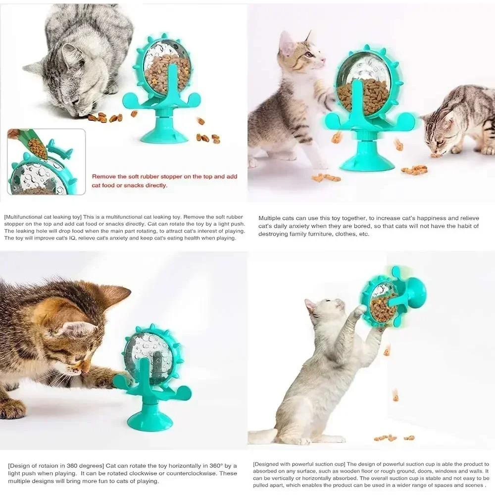 Rotating Windmill Dog Turntable Cat Toy Cat Teaser Slow Feeder Treat Dispensing Ball Pet Supplies Interactive Durable Training