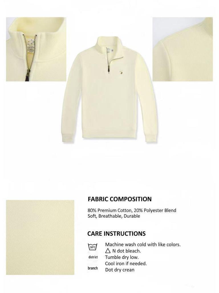 סריג גברים RL עם רקמת פוני וחצי רוכסן - סתיו חדש, סוודר קז'ואל רפוי ורב-תכליתי